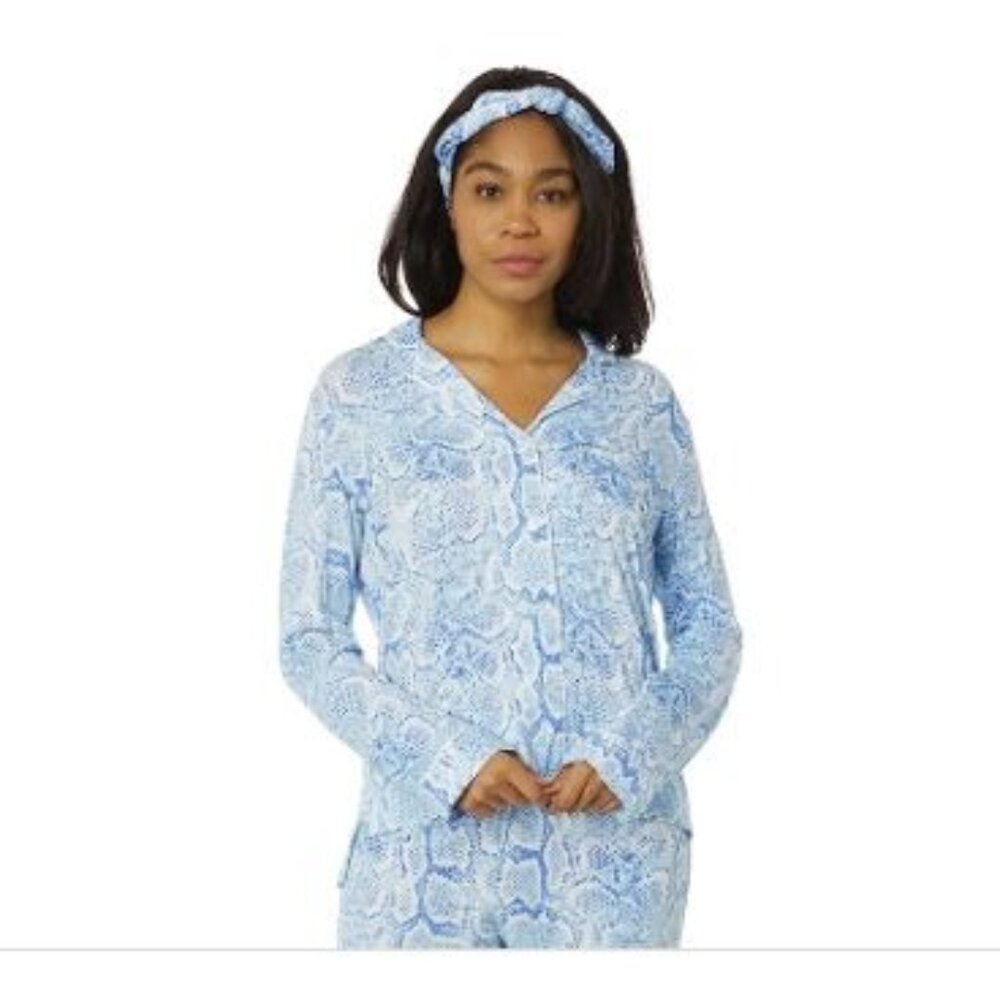 P.J. Salvage Women's Feelin Snakey PJ Set (Blue) Modal Long Sleeve/pant Size M